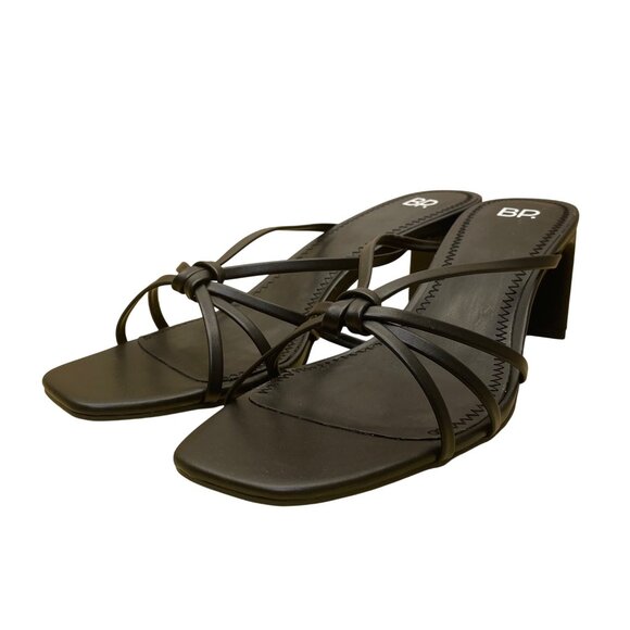 BP. Women’s Black PU Open Toe Strappy Karsyn Heeled Sandals Size 10M-New - Picture 3 of 9